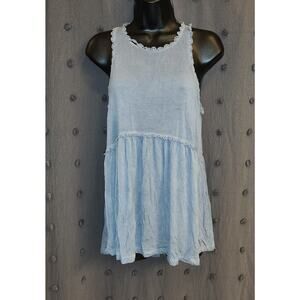 POL Racerback Knit Tank Top Womens Small S Blue Sweet And Simple Babydoll Boho